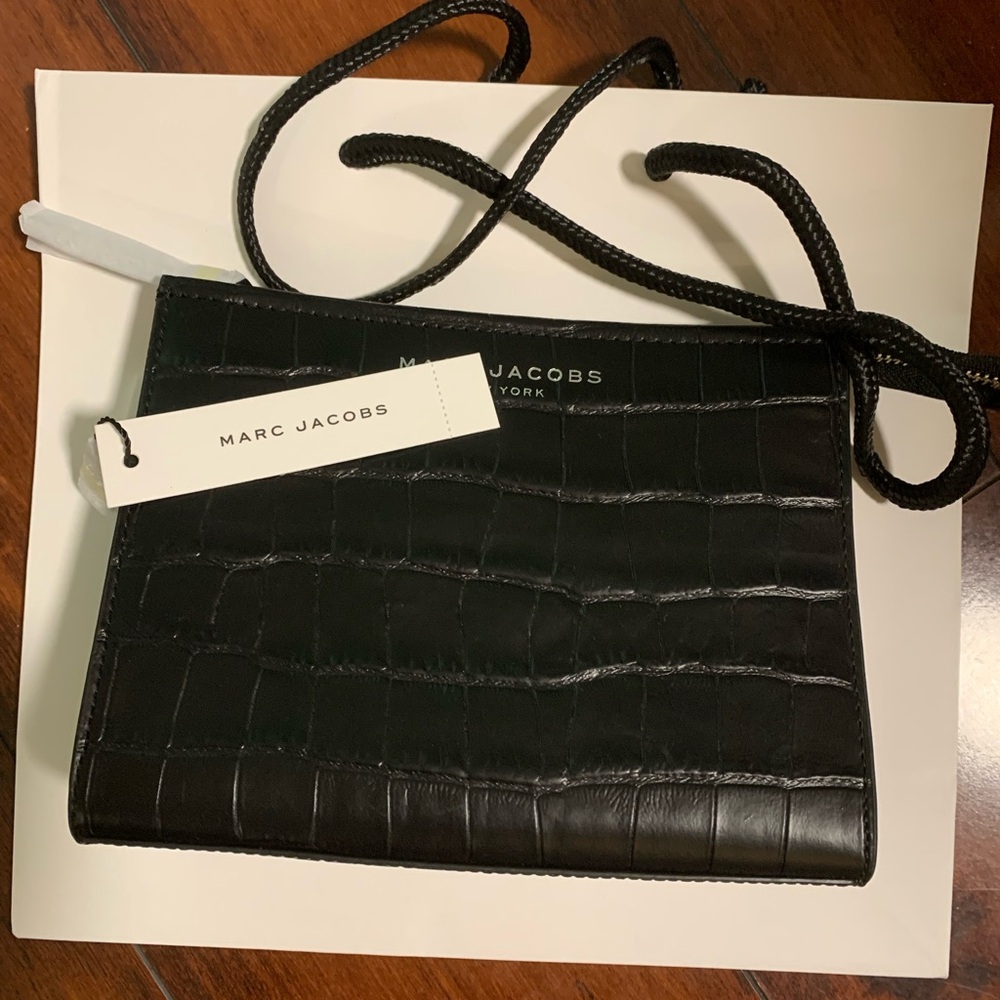 NWT, Marc Jacobs Grind Leather Embossed Croc Clutch